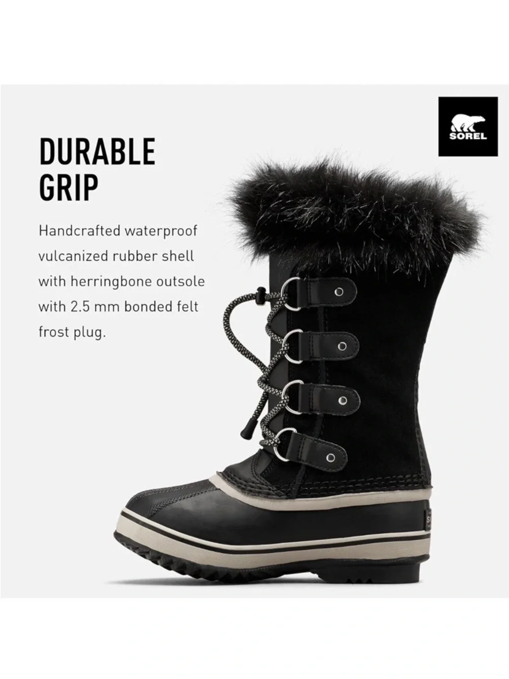 SOREL JOAN OF ARCTIC WATERPROOF BOOTS IN BLACK DOVE 7 Y 8 W 39 EU